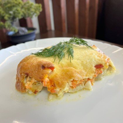 Рыба под овощами