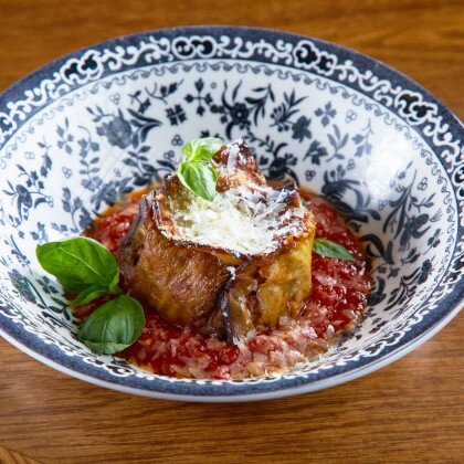 Печёный баклажан с моцареллой