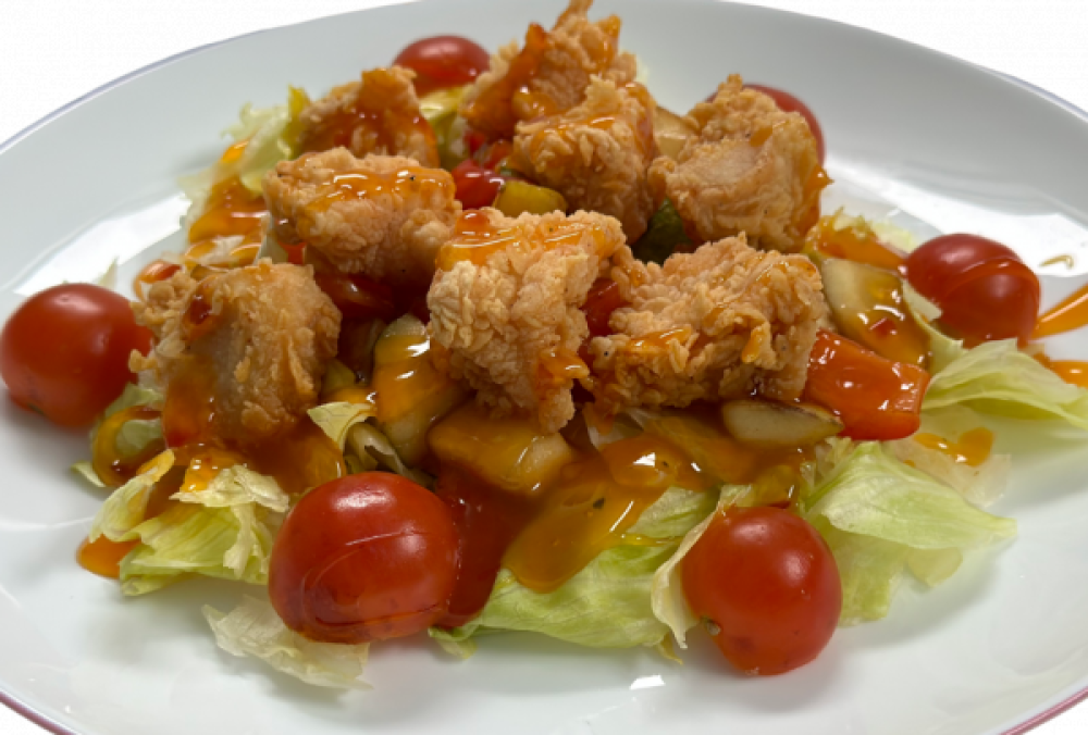 Салат теплый с куриным филе