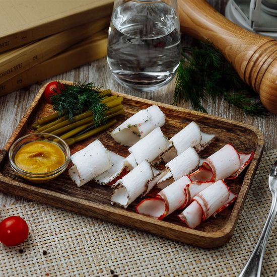 Сало домашнее да черемша с горчицей