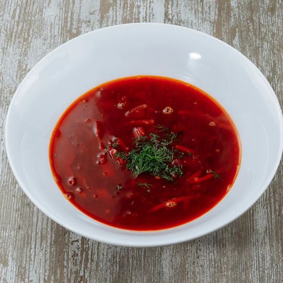 Борщ  с говядиной да пампушками чесночными