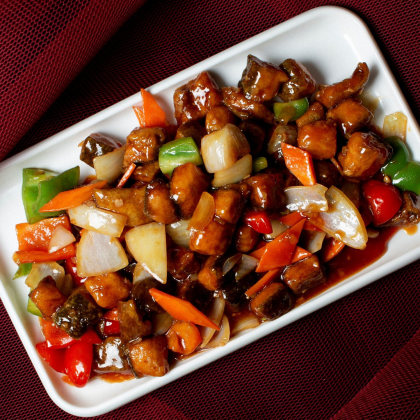 46.Кета жареная с луком в соусе 葱烧马哈