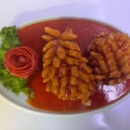 100.Палтус в кисло-сладком соусе