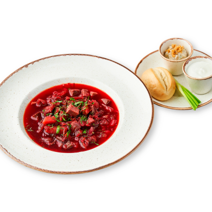 Борщ со сметаной и смальцем