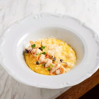 Ризотто с тыквой и креветками