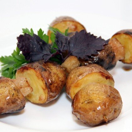 Картофель на мангале с курдюком