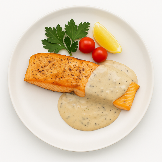 Стейк из лосося со сливочным соусом