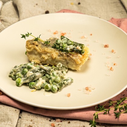 Судак с бобами