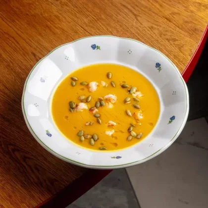 Тыквенный крем суп с креветками