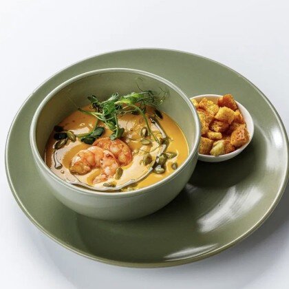 Тыквенный суп с креветками