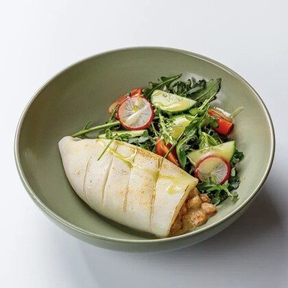 Кальмар фаршированный тигровыми креветками