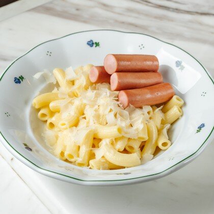 Детские макароны с сосисками