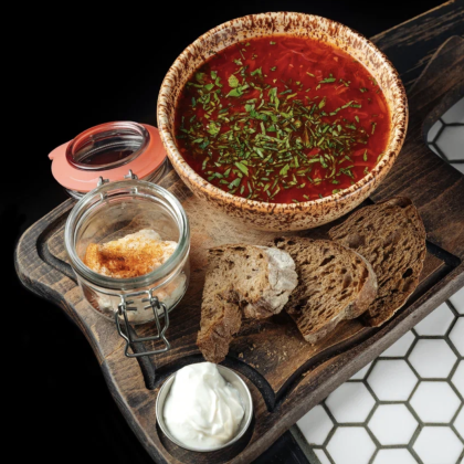 Борщ с копченым смальцем