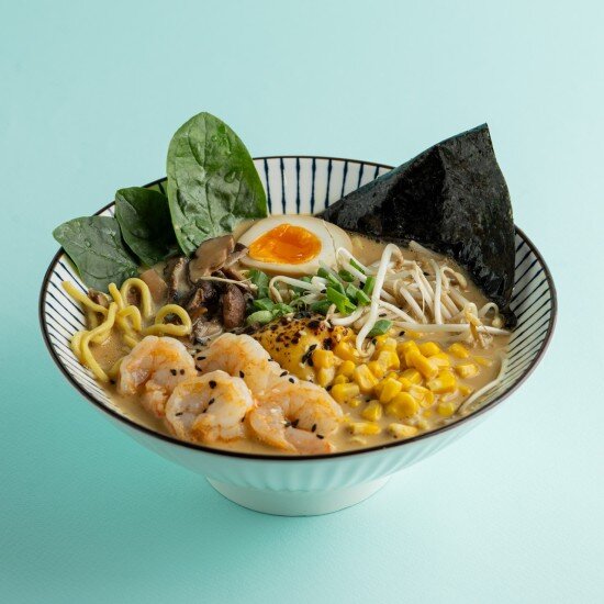 Рамен сырный с креветками