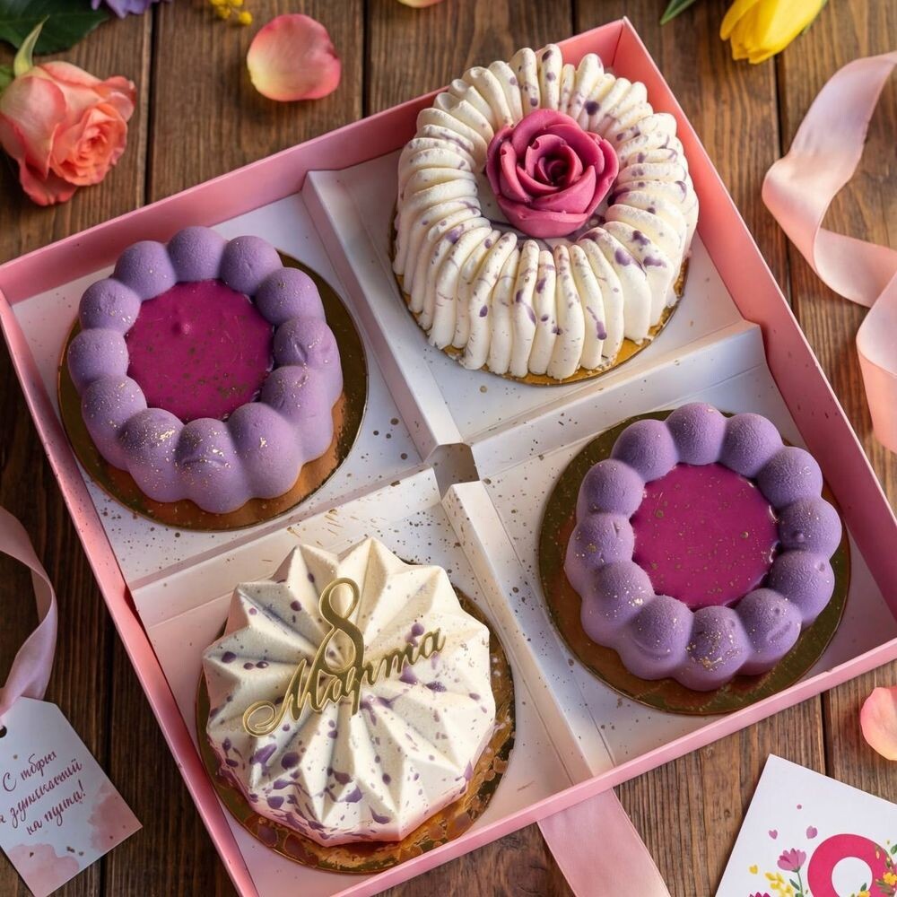 Набор "8 марта" (бело-фиолетовый)