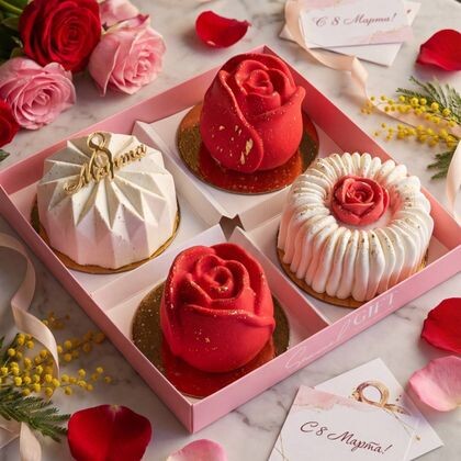 Набор "Алые розы" (бело-красный)