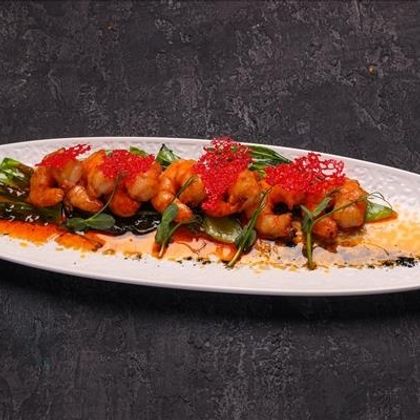 Жареные креветки с маринадом севиче