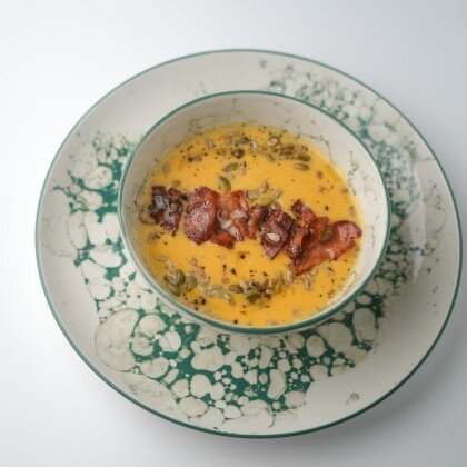 Тыквенный суп с беконом