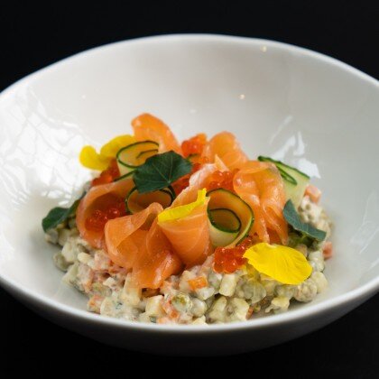 Оливье с лососем