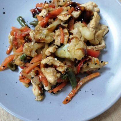 Курица с овощами под соусом Терияки