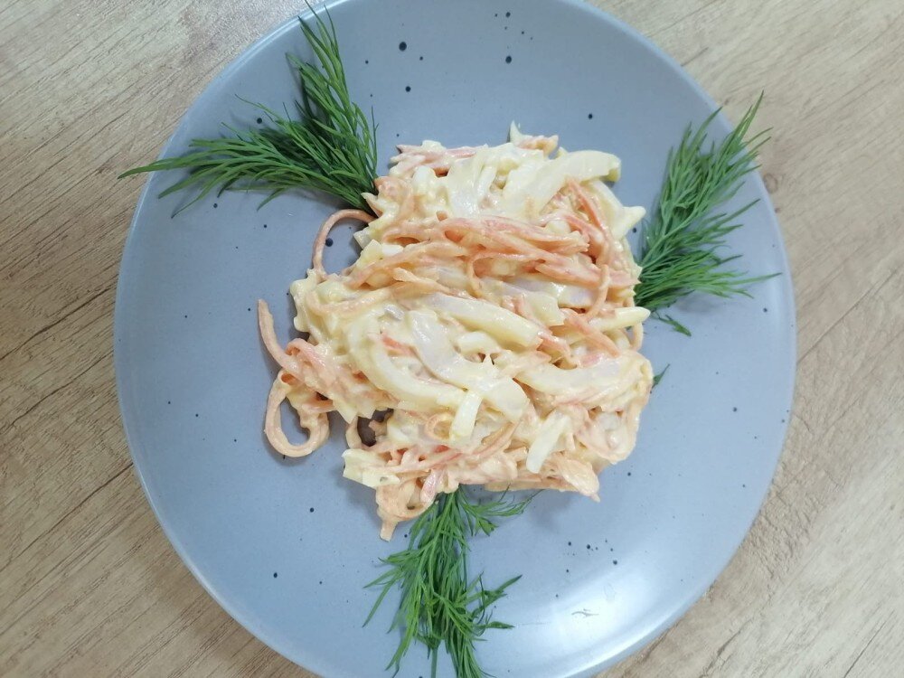 Салат кальмаровый с морковкой по корейски