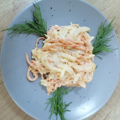 Салат кальмаровый с морковкой по корейски