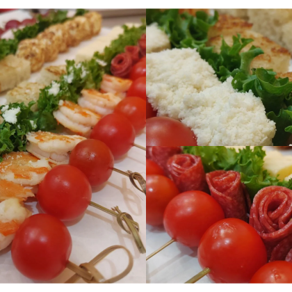 Гастробокс 1 набор из 24 канапе на самый изысканный вкус!
В наборе:
Цезарь с курицей - 6 шт
Цезарь с креветкой - 6 шт
Курица /виноград /чизбол/миндаль - 6 шт
Салями /черри/сыр или Капрезе (моцарелла, черри, базилик, песто) - 6 шт

ВНИМАНИЕ!
Гастробоксы доступны к оформлению только предзаказом за 2-3 дня, предоплата 50%.
Срочные заказы обсуждаются индивидуально.