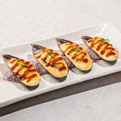 Мидии запеченные спайси краб