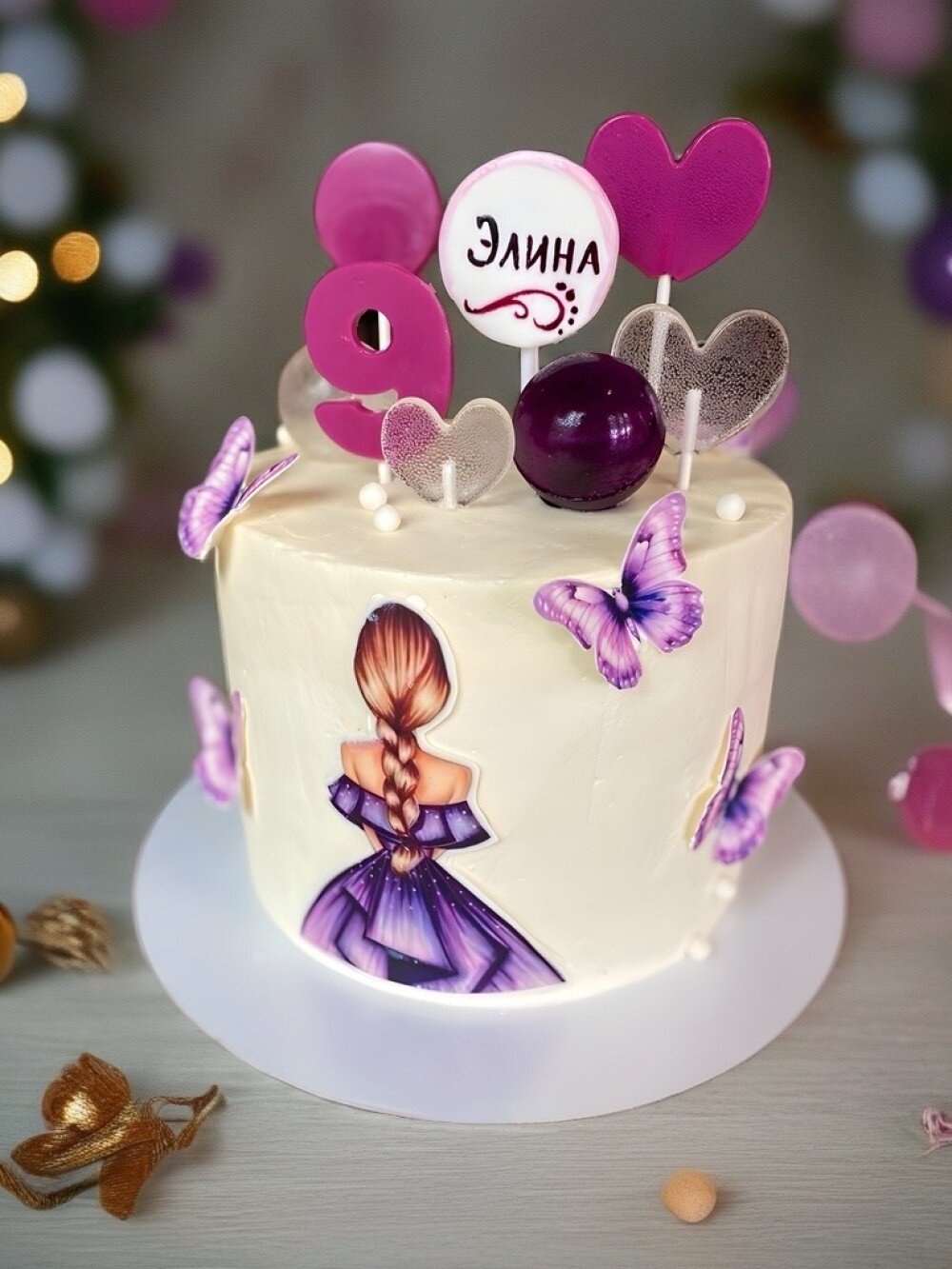 Торт для девочек с бабочками