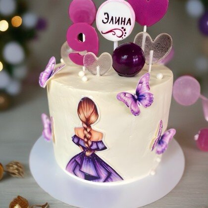 Торт для девочек с бабочками