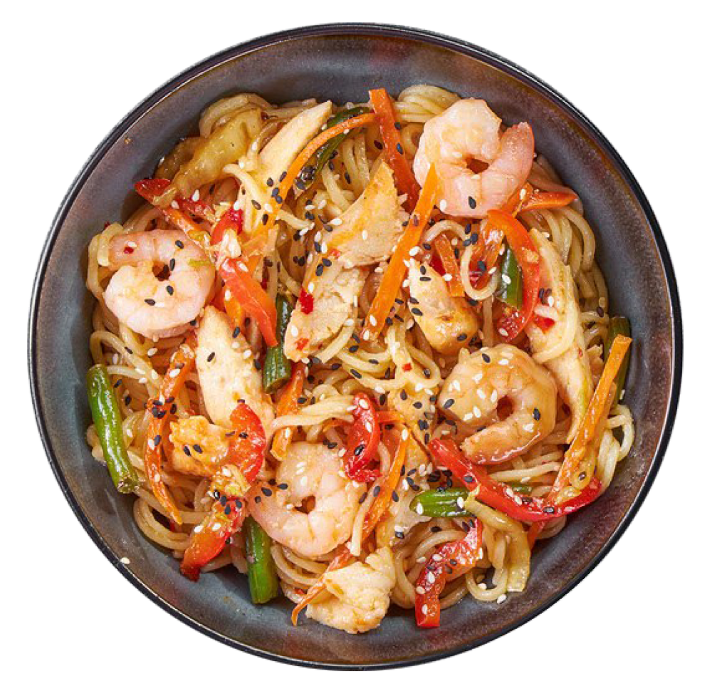 Вок с Курицей и Креветкой в Соусе Чили