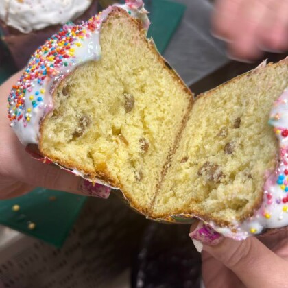 Творожный кулич с цукатами и изюмом