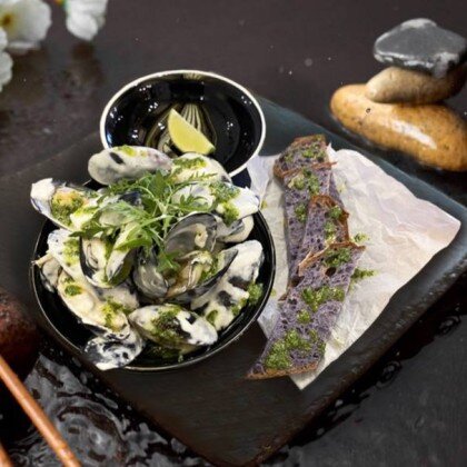 Мидии в с соусе блю чиз