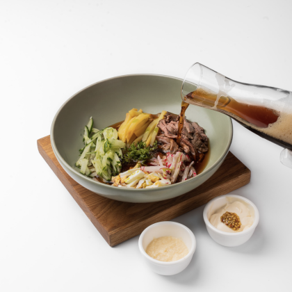 Окрошка на квасе с говядиной