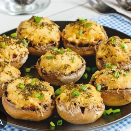 Шампиньоны с запечённым сыром