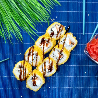 Жареный с лососем