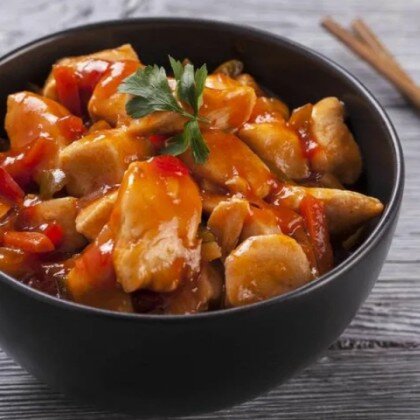 Курица с картофелем в кисло-сладком соусе