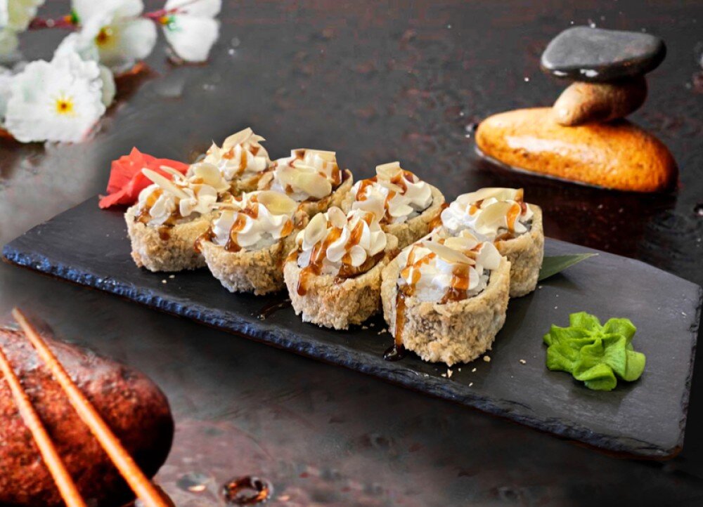 Дабл чиз с кальмаром фри и лепестками миндаля