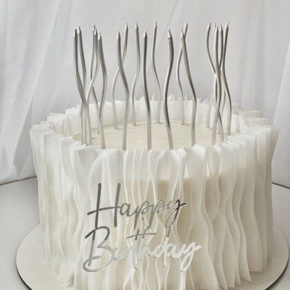 Торт праздничный с вафельной бумагой и топпером Happy birthday